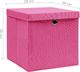 vidaXL Pudełka z pokrywami, 4 szt., 28x28x28 cm, różowe 6