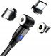 Kabel USB Wtyczka kątowa USB-A - USB-C, microUSB, Lightning 1 m Czarny (A04M03) 3