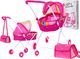 KIK Wózek dla lalek gondola z torbą różowy 1