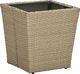vidaXL Stolik herbaciany, beżowy, 41,5x41,5x44 cm, rattan PE i szkło 1