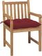 vidaXL Krzesła ogrodowe z poduszkami w kolorze wina, 2 szt., drewno tekowe 2