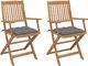 vidaXL Składane krzesła ogrodowe z poduszkami 2 szt. drewno akacjowe 1