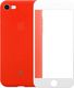 Crong Crong Soft Skin Cover - Zestaw etui iPhone SE 2020 / 8 / 7 (czerwony) + szkło hybrydowe 9H (biała ramka) 1