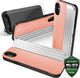 Zizo Zizo Retro Series - Etui iPhone Xs / X z kieszenią na karty + podstawka + szkło 9H na ekran (Peach/Silver) 1