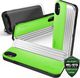 Zizo Zizo Retro Series - Etui iPhone Xs / X z kieszenią na karty + podstawka + szkło 9H na ekran (Neon Green/Silver) 1