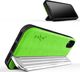 Zizo Zizo Retro Series - Etui iPhone Xs / X z kieszenią na karty + podstawka + szkło 9H na ekran (Neon Green/Silver) 5