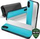 Zizo Zizo Retro Series - Etui iPhone Xs / X z kieszenią na karty + podstawka + szkło 9H na ekran (Baby Blue/Silver) 1