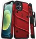 Zizo Zizo Bolt Cover - Pancerne etui iPhone 12 Mini ze szkłem 9H na ekran + podstawka & uchwyt do paska (czerwony/czarny) 1