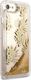 Guess Oryginalne Etui Guess do iPhone 6 / 7 / 8 różowo-złoty hard case Palm Springs Glitter Liquid 4