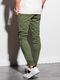 Ombre Spodnie męskie dresowe joggery P952 - khaki M 3