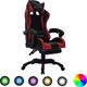 Fotel vidaXL RGB LED z podnóżkiem wino-czarny (288013) 1