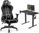 Fotel Diablo Chairs X-ONE 2.0 NORMAL czarno-biały + EGON 1100 Czarne 110 cmx60 cm 1