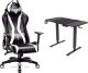 Fotel Diablo Chairs X-Horn 2.0 czarno-biały + EGON 1100 Orzechowe 110 cmx60 cm 1