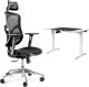 Krzesło biurowe Diablo Chairs V-Basic Czarne + EGON 1100 Białe 110 cmx60 cm 1