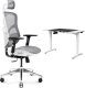 Krzesło biurowe Diablo Chairs V-Basic Biało-szare + EGON 1100 Białe 110 cmx60 cm 1