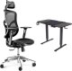 Krzesło biurowe Diablo Chairs V-Basic Czarne + EGON 1100 Orzechowe 110 cmx60 cm 1
