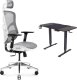 Krzesło biurowe Diablo Chairs V-Basic Biało-szare + EGON 1100 Orzechowe 110 cmx60 cm 1