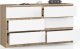 Nore Komoda NORE K140 su 6-iais stalčiais, ąžuolo spalva/balta 2