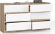 Nore Komoda NORE K140 su 6-iais stalčiais, ąžuolo spalva/balta 10