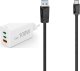 Ładowarka Hama 1x USB-A 2x USB-C (201997) + USB-A - USB-C 1 m Czarny (200657) 2