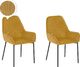 Beliani Zestaw 2 krzeseł do jadalni sztruksowy żółty LOVERNA 1