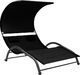 vidaXL Podwójny leżak z baldachimem tkanina textilene czarny 1