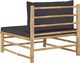 vidaXL Środkowa sofa ogrodowa z ciemnoszarymi poduszkami bambusowa 4