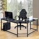 Biurko Costway Czarne 168 cm x 125 cm 6