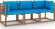 vidaXL Ogrodowa sofa 3-os. z palet jasnoniebieskie poduszki sosna 1