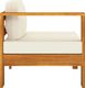 vidaXL Moduł sofy środkowej, 1 podłokietnik, kremowa poduszka, akacja 3