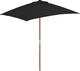 vidaXL Parasol ogrodowy na drewnianym słupku, czarny, 150x200 cm 1