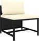 vidaXL Środkowa sofa modułowa z poduszką, polirattan, czarna 1