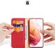 Hurtel Dux Ducis Hivo skórzane etui z klapką pokrowiec ze skóry naturalnej portfel na karty i dokumenty Samsung Galaxy S21 5G czerwony 2