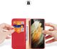 Hurtel Dux Ducis Hivo skórzane etui z klapką pokrowiec ze skóry naturalnej portfel na karty i dokumenty Samsung Galaxy S21 Ultra 5G czerwony 2
