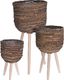 Home Styling Collection Doniczka osłonka KWIETNIK pleciony na stojaku drewnianych nogach 21x33 cm 4