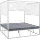 Shumee Łóżko ogrodowe z baldachimem biało-szare PALLANZA 3