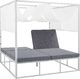 Shumee Łóżko ogrodowe z baldachimem biało-szare PALLANZA 5