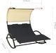 vidaXL Podwójny leżak z baldachimem tkanina textilene krem i czerń 7