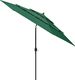 vidaXL 3-poziomowy parasol na aluminiowym słupku, zielony, 3 m 3