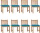 vidaXL Krzesła ogrodowe z poduszkami, 8 szt., lite drewno tekowe 1
