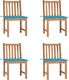 vidaXL Krzesła ogrodowe, 4 szt., z poduszkami, lite drewno tekowe 1
