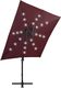 vidaXL Parasol wiszący ze słupkiem i oświetleniem LED, bordowy, 250 cm 4