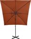 vidaXL Parasol wiszący z lampkami LED i słupkiem, terakota, 250 cm 5