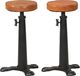 vidaXL Stołki barowe, 2 szt., brązowa skóra naturalna i żeliwo 1