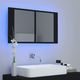 vidaXL Szafka górna z lustrem i LED 80cm czarna (804965) 3