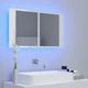 vidaXL Szafka górna z lustrem i LED 80cm biała połysk (804969) 3