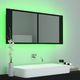 vidaXL Szafka górna z lustrem i LED 100cm czarna (804981) 6