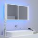 vidaXL Szafka górna z lustrem i LED 90cm biała (804972) 2