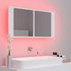 vidaXL Szafka górna z lustrem i LED 90cm biała (804972) 4