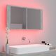vidaXL Szafka górna z lustrem i LED 90cm szarość betonu (804976) 5